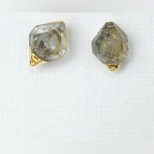 Raw gemstone stud gold plated earrings!!